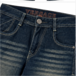 Men's Dark Blue Denim Jeans with Faded Wash, Classic 5-Pocket Design, Button Closure, Casual Denim Trousers for Everyday Wear - Image 3