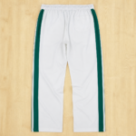 Men's White Track Pants with Green Side Stripes, Elastic Waistband with Drawstring, Regular Fit Sports Lower for Gym, Running, Workout & Casual Wear - Image 3