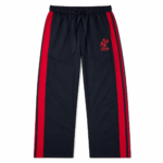 Men's Black Track Pants with Red Side Stripes, Elastic Waistband with Drawstring, Sports Lower for Gym, Running, Workout and Casual Wear
