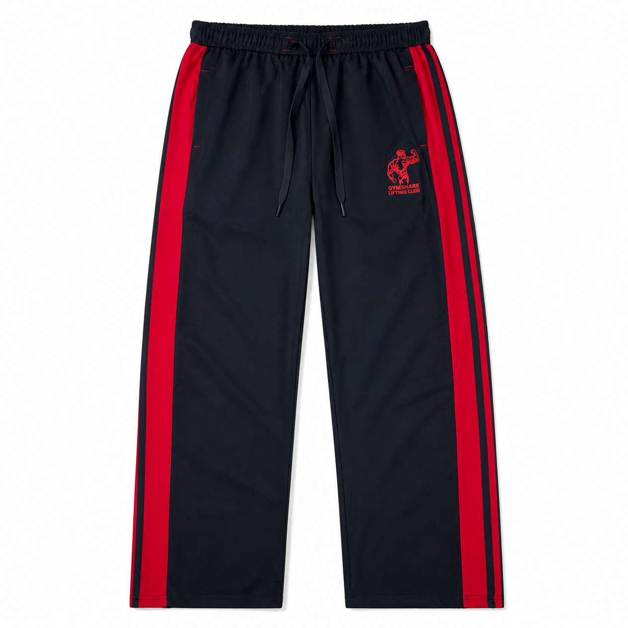 6 Men's Black Track Pants with Red Side Stripes, Elastic Waistband with Drawstring, Sports Lower for Gym, Running, Workout and Casual Wear - Image 1